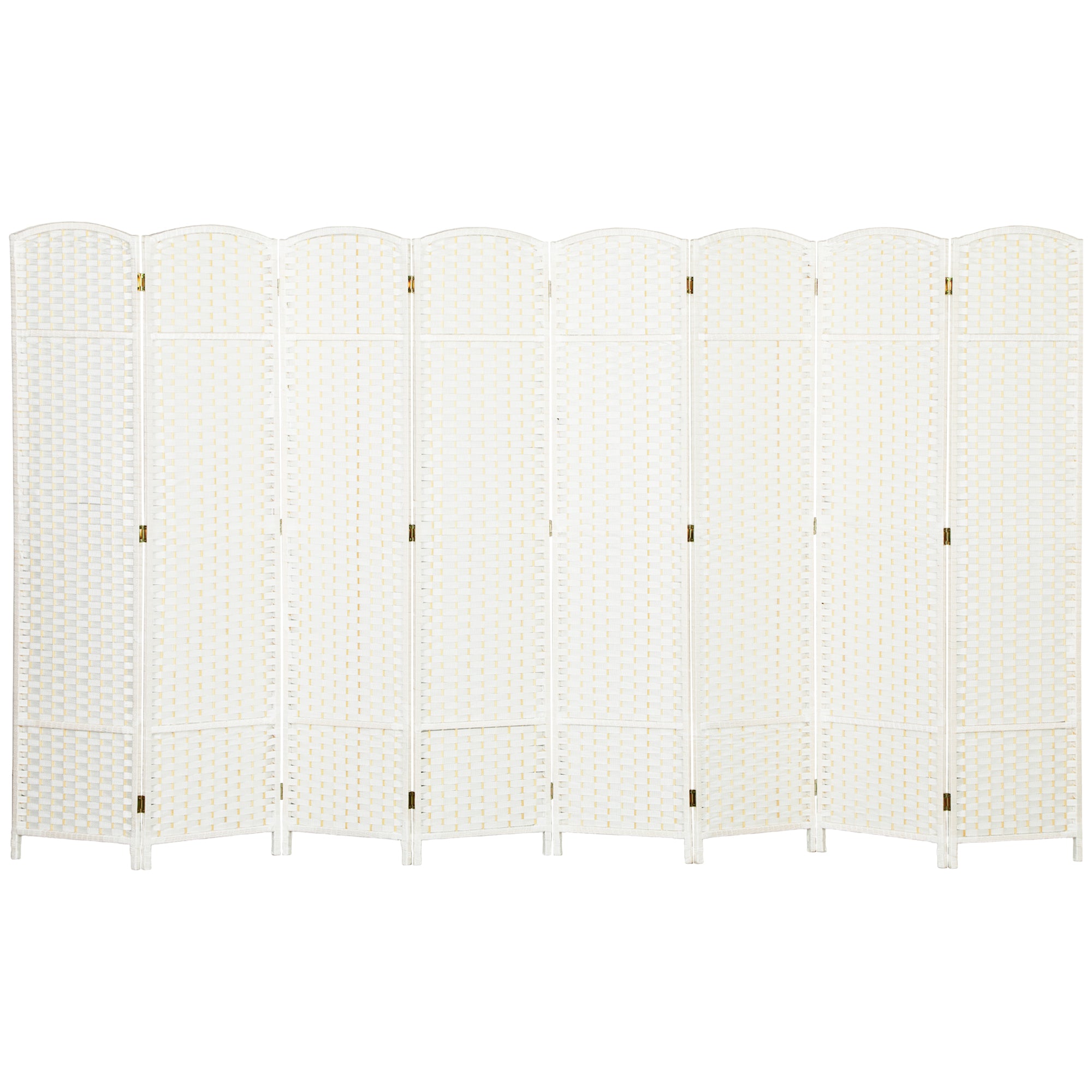 Folding Room Divider Screen 8 Panel 5.6 ' Tall Privacy Screen Freestanding Room Partition for Home Office, White