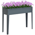 Metal Raised Garden Bed, Elevated Planter Box with Legs and Drain Holes, 39" x 12" x 32", Dark Gray