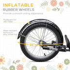 Youth Scooter, Kick Scooter with Adjustable Handlebars, Double Brakes, 16" Inflatable Rubber Tires, Basket, Cupholder, Orange