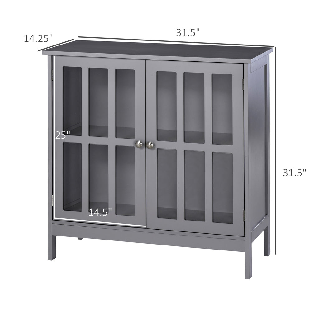 Contemporary Storage Cabinet, Cupboard Buffet Credenza with 2 Doors for Kitchen, Hallway, Living Room, Gray