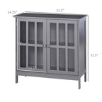 Contemporary Storage Cabinet, Cupboard Buffet Credenza with 2 Doors for Kitchen, Hallway, Living Room, Gray