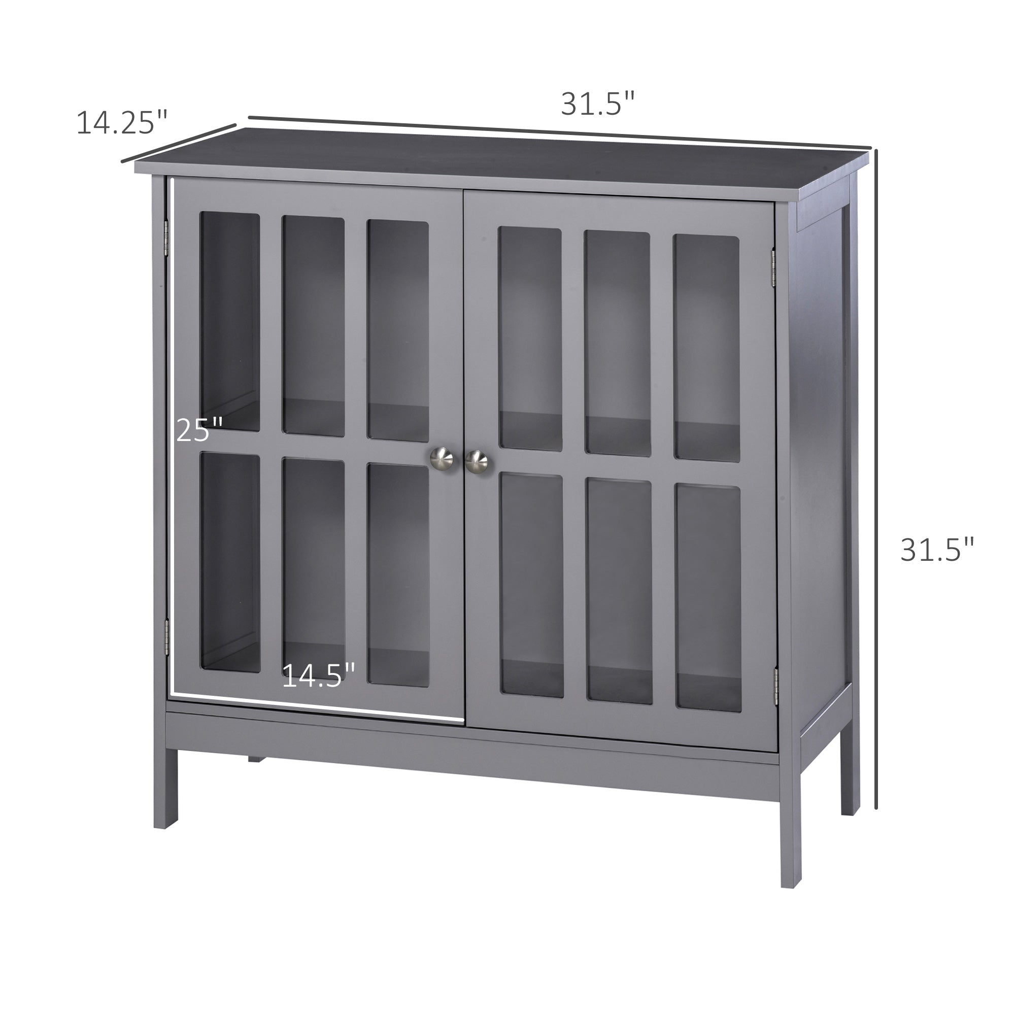 Contemporary Storage Cabinet, Cupboard Buffet Credenza with 2 Doors for Kitchen, Hallway, Living Room, Gray