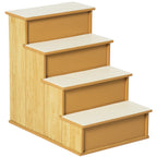 Pet Stairs, Small Pet Steps with Cushioned Removable Covering for Dogs and Cats Up To 22 lbs, Natural