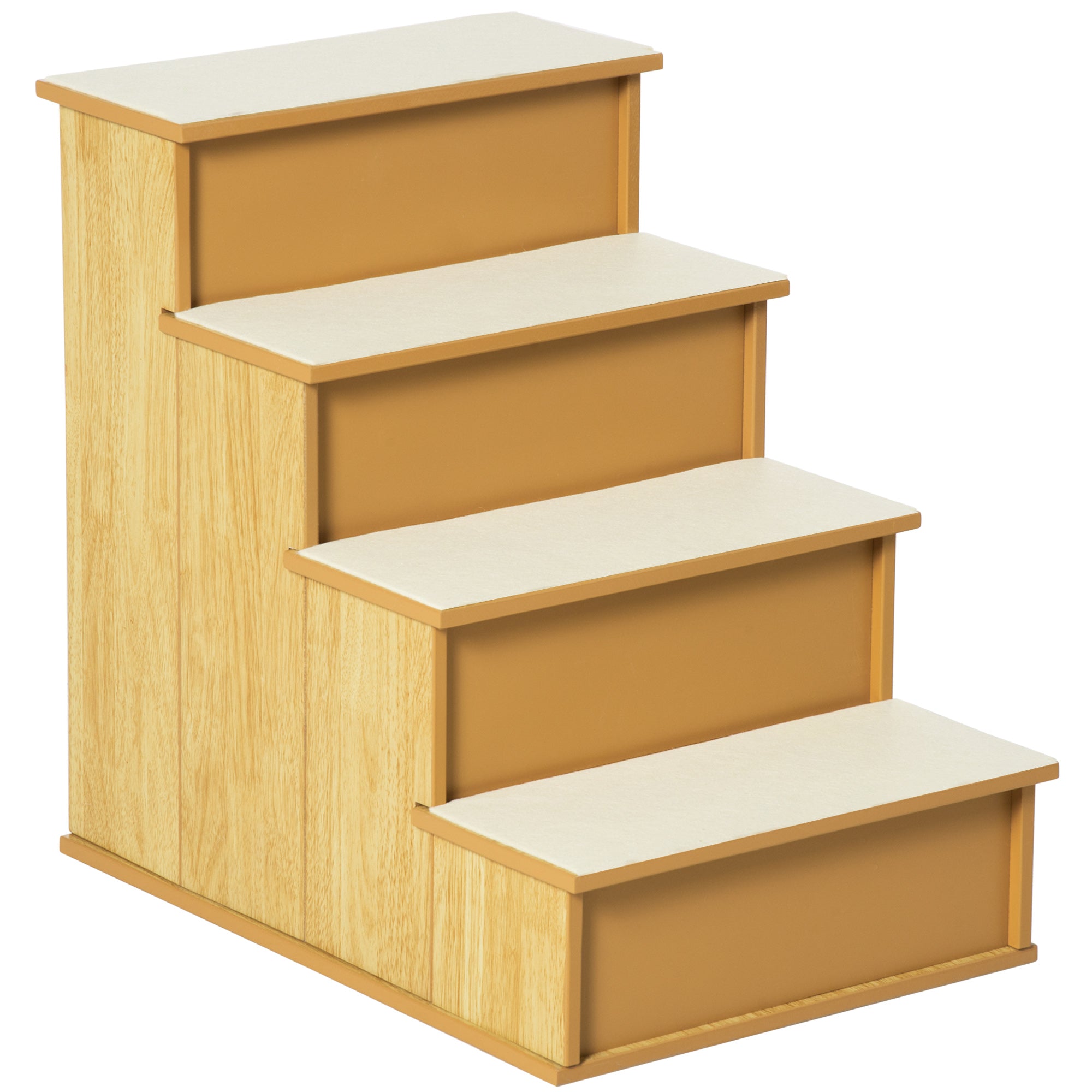 Pet Stairs, Small Pet Steps with Cushioned Removable Covering for Dogs and Cats Up To 22 lbs, Natural