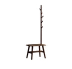 Solid Shoe Bench with Coat Rack and Solid Oak Construction, Modern Hall Tree for Living Space, 31.5″ L x 13.5″ W x 65.5″ H, Walnut