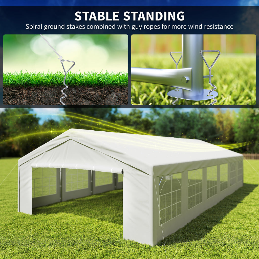 20 x 40 ft Heavy Duty Party Tent Outdoor Gazebo Wedding Tent Event Shelter Carport BBQ with Removable Sidewalls & Windows, Outside Waterproof Canopy for Parties, White