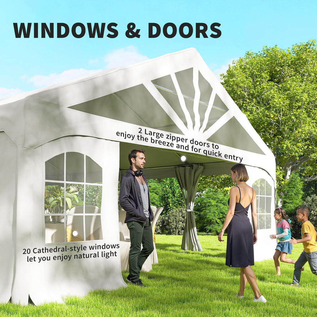 Heavy Duty Party Tent, 19.5' x 39' Large Sun Shade Canopy Tent for Parties, Wedding, Events, BBQ Grill, White