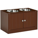 Elevated Dog Bowls with Storage Cabinet, Raised Dog Bowl Stand Pet Food Bowl Dog Feeding Station, Brown