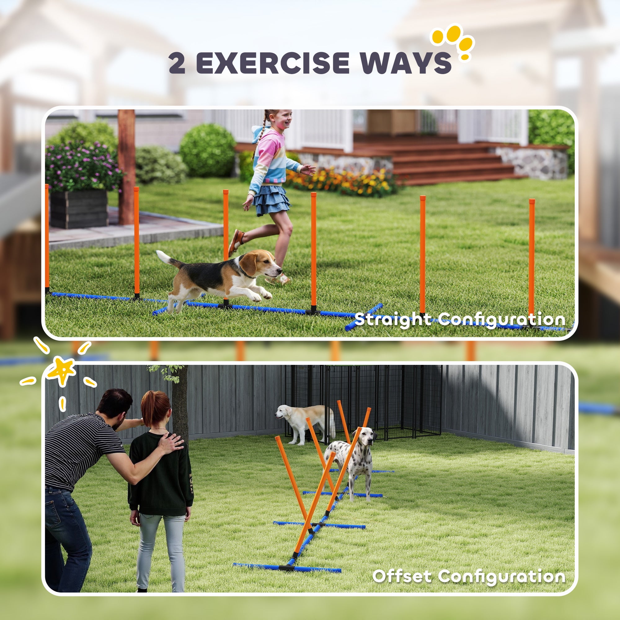 Dog Agility Training Equipment Adjustable Poles for Dog Agility Course with Carry Bag