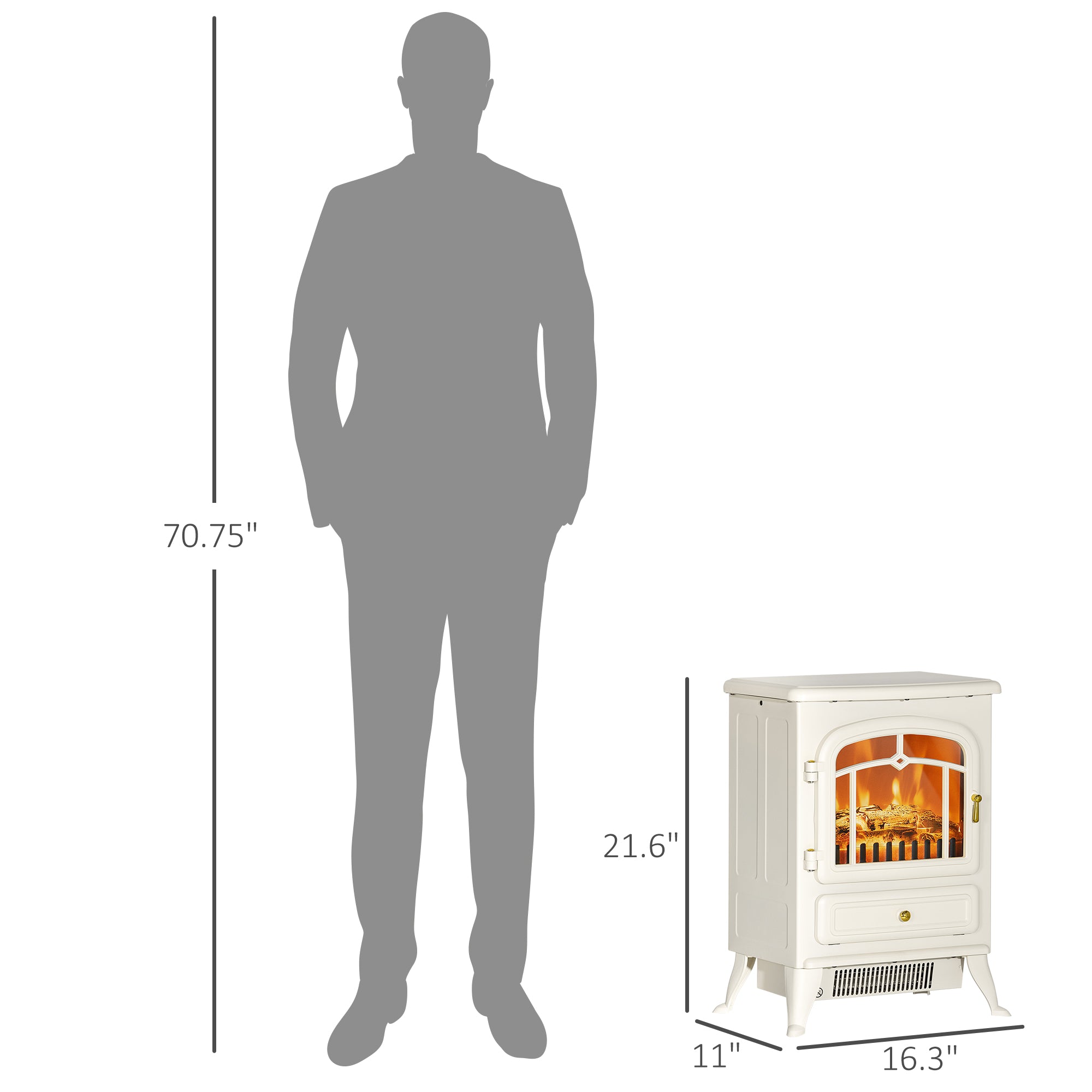 Fireplace Stove, Electric Fireplace Heater with Realistic LED Flames and Logs, 725W/1450W, Beige