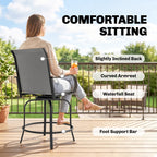 Outdoor Bar Stools Set of 2, 360° Swivel Bar Height Chairs, 26.75" x 29.5" x 48.5", Gray