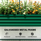 Galvanised Raised Garden Bed with Greenhouse Cover, Metal Elevated Garden Bed with Bed Liner, Bottom Shelf, Green