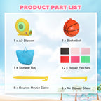 Inflatable Bounce House with Ball Pool, Basketball Hoop, Jumping Bouncy Castle with Blower for Indoor Outdoor, Pink