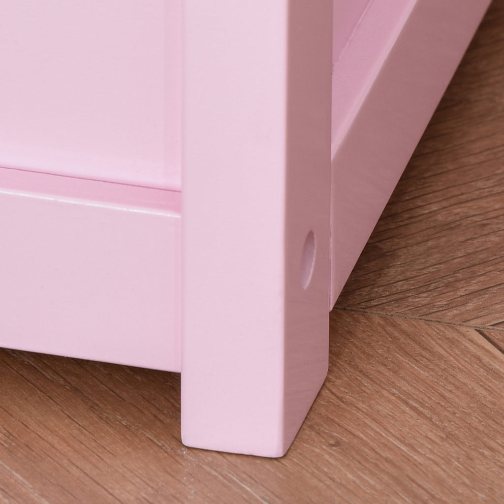 Toy Box Chest, Kids Storage Bench with Large 27 L Interior, Toy Organizer with Top Lid, and Backrest, Kids Bedroom Furniture for Nursery Room, Playroom, Bedroom, 24" x 12" x 20", Pink