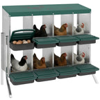 Chicken Nesting Boxes, 8 Compartment Metal Nesting Boxes for Chickens, Two-Tier Egg Laying Boxes with Vented Holes