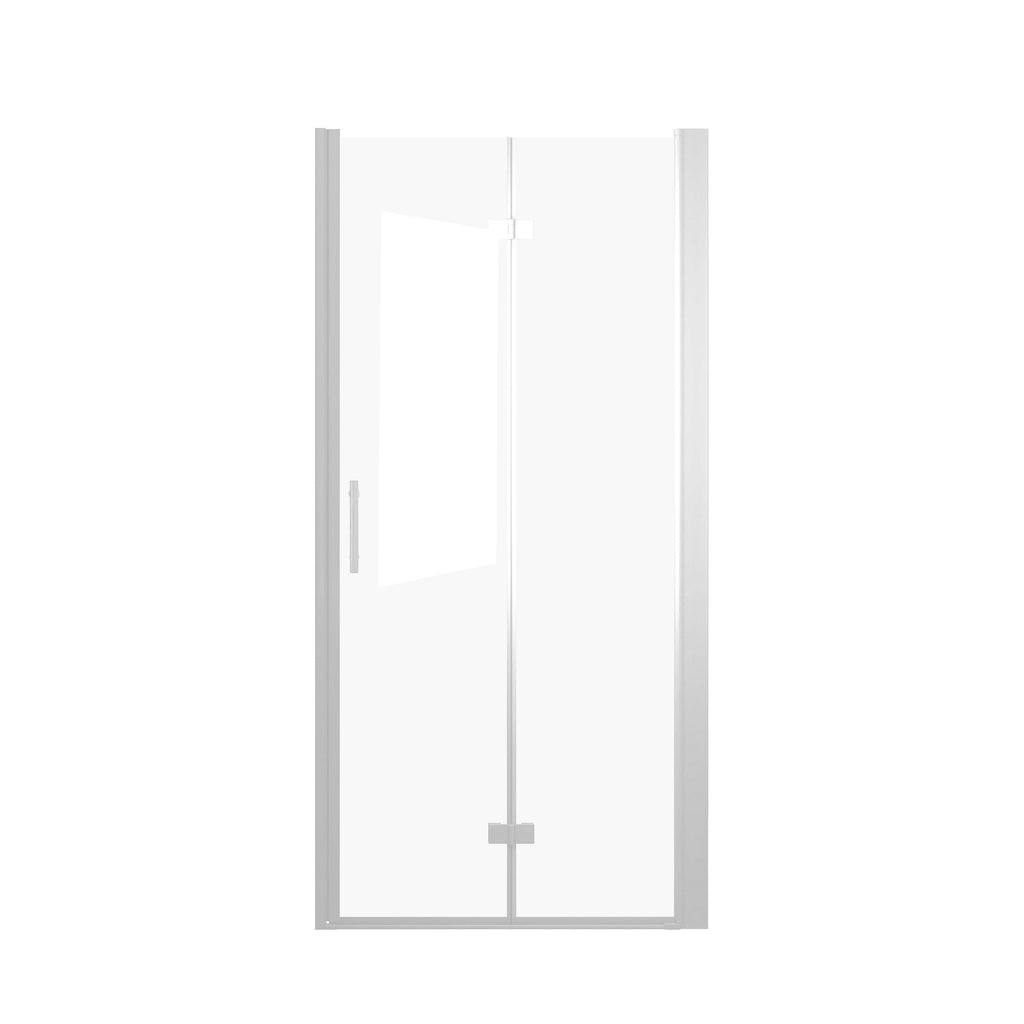 34" Bi-Fold Shower Door with Explosion-Proof Film and Tempered Glass, Bathroom Door with Stainless Steel Handle, 34" L x 0.5" W x 72" H, Chrome