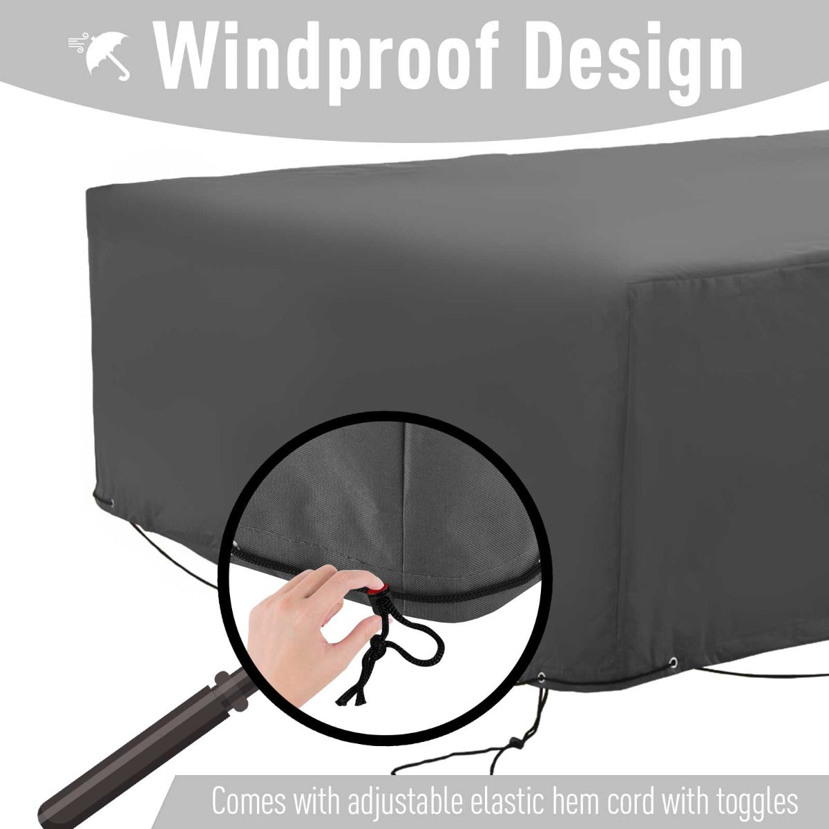 97" x 65" x 26" Weatherproof Outdoor Sectional Patio Furniture Cover with Ultimate Weather Protection, Gray