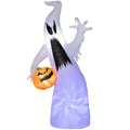 5.9' Halloween LED Yard Decor Ghost with Pumpkin, Blow Up Inflatable Outdoor Decoration, Waterproof