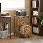 Vertical File Cabinet with 2 Drawers, Rustic Farmhouse Office Storage Cabinet for A4, Letter Size, Rustic Brown