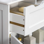 Freestanding Bathroom Storage Cabinet, Floor Cabinet with 2 Drawers, Adjustable Shelf, for Bathroom, Living Room or Entryway, White