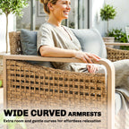 Rattan Wicker Sofa 3-Seater Outdoor Patio Sofa with Cushions for Garden Backyard Porch Gray