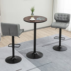 41" H Bar Height Round Bar Table, Rustic Industrial Pub Table, Elm Wood Top Bistro Table with Metal Base