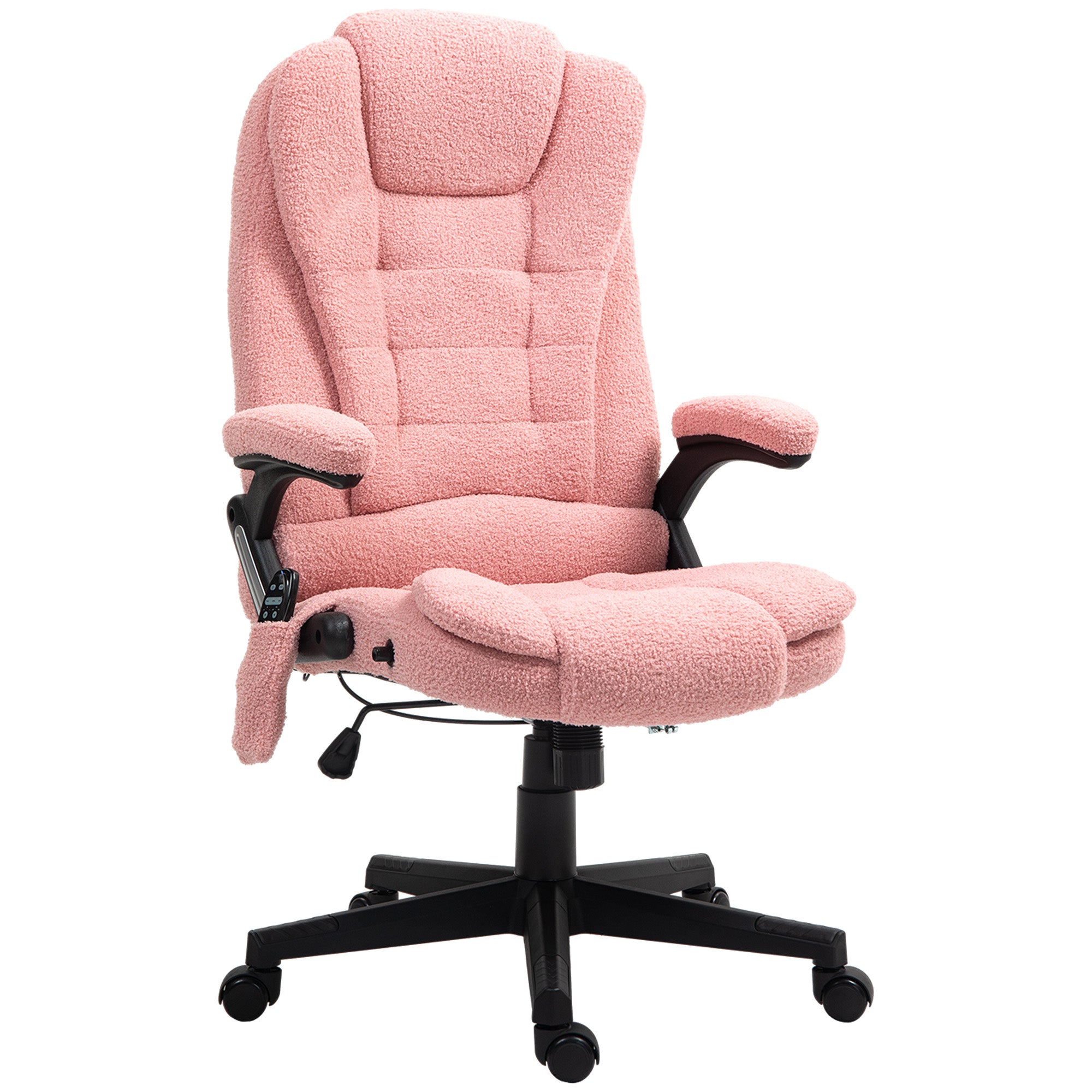 6 Point Executive Office Chair with Heat, Velvet High Back Vibrating Massage Office Chair, Pink