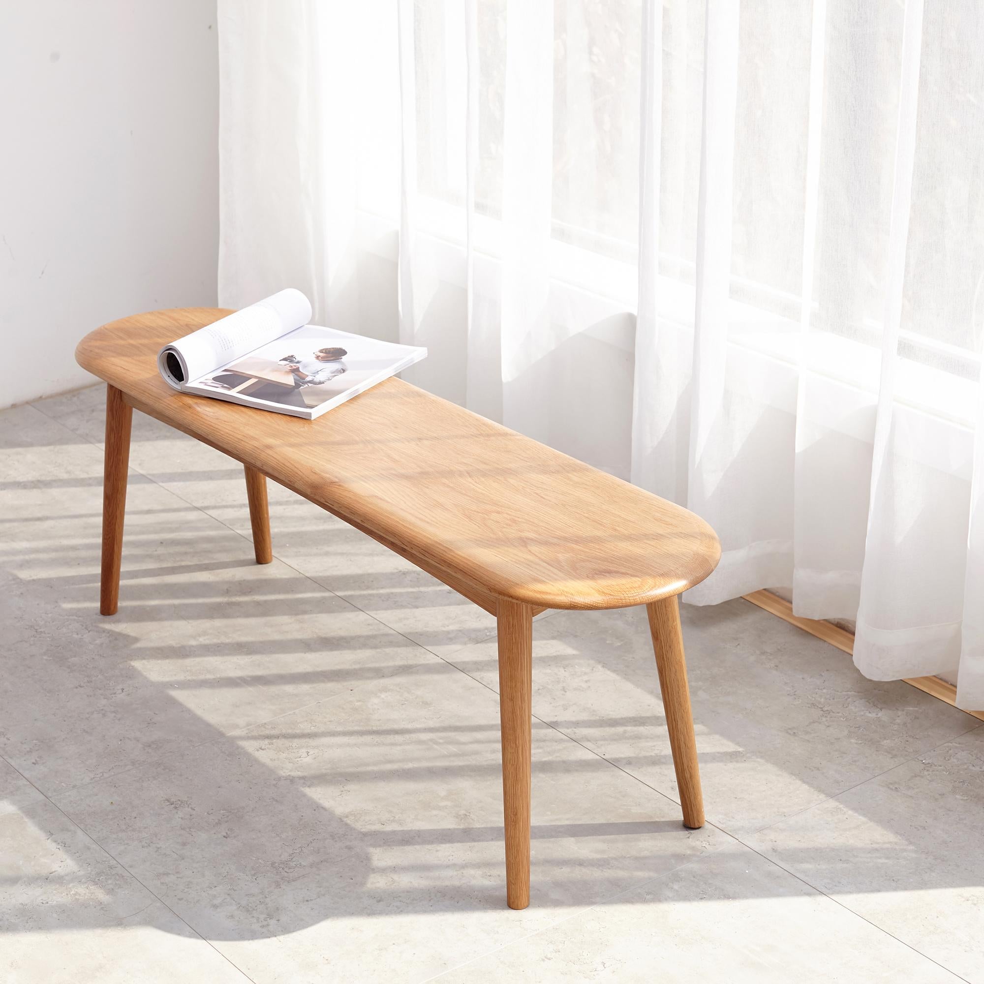 Multifunctional Dining Bench with Metal-Reinforced Construction, Sturdy Wood Bench for Entryway or Kitchen, 47″ L x 12″ W x 16″ H, Oak
