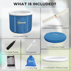 Cold Plunge Tub, Portable Ice Bath Cold Water Therapy Tub with Thermo Lid, for Athletes Recovery, Dark Blue