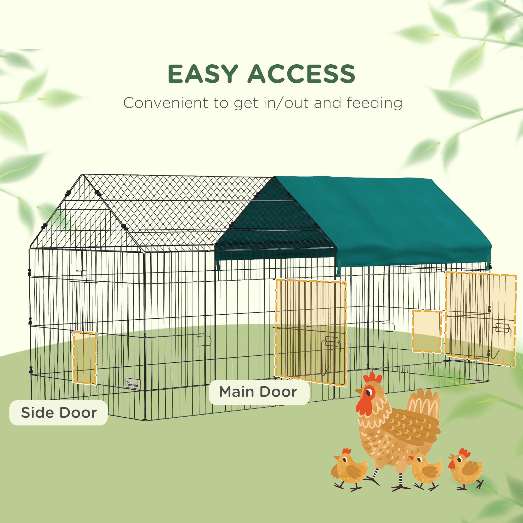 87" Small Animal Playpen with with Roof for Rabbits, Chicken, Chinchillas for Indoor/Outdoor Use, Green