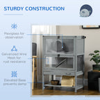 Wooden Hamster Cage with Storage Shelf, Large Rat Mouse Habitat Including Seesaw, Small Animal Cage with Sliding Tray, Wide Ramp for Racing, Running Wheel, 35.5" H