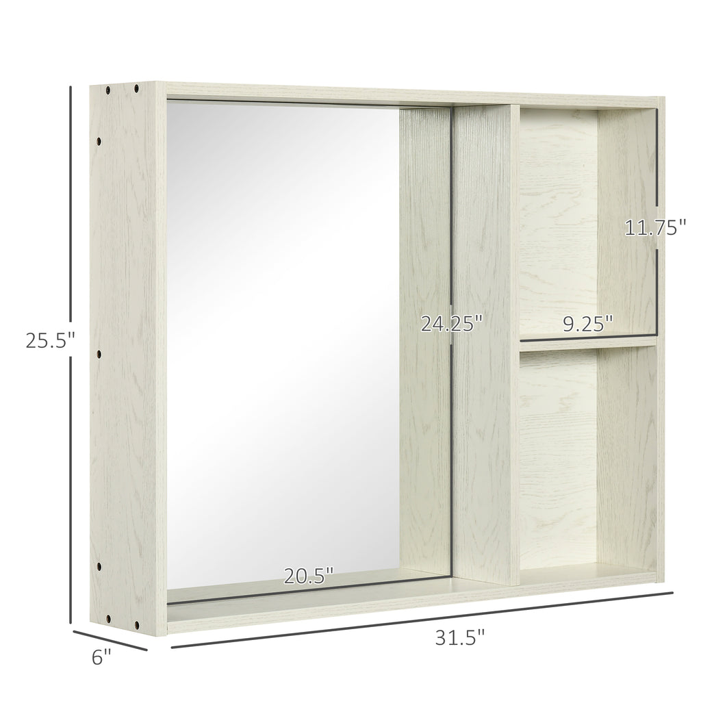 31.5" x 25.5" Bathroom Medicine Cabinet with Mirror, Storage Shelf, Over Toilet Bathroom Cabinet Wall Mounted for Living Room and Laundry Room, White