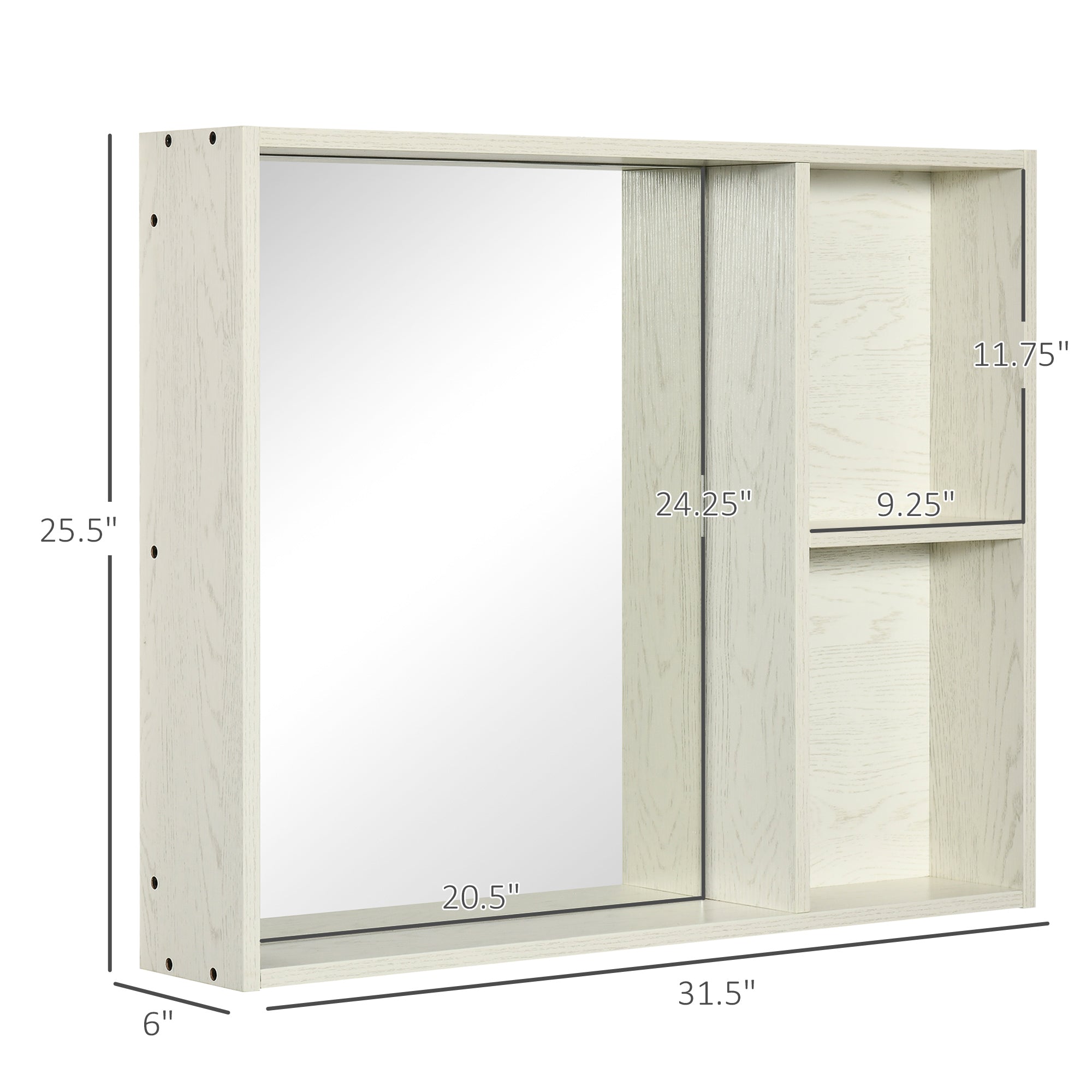 31.5" x 25.5" Bathroom Medicine Cabinet with Mirror, Storage Shelf, Over Toilet Bathroom Cabinet Wall Mounted for Living Room and Laundry Room, White