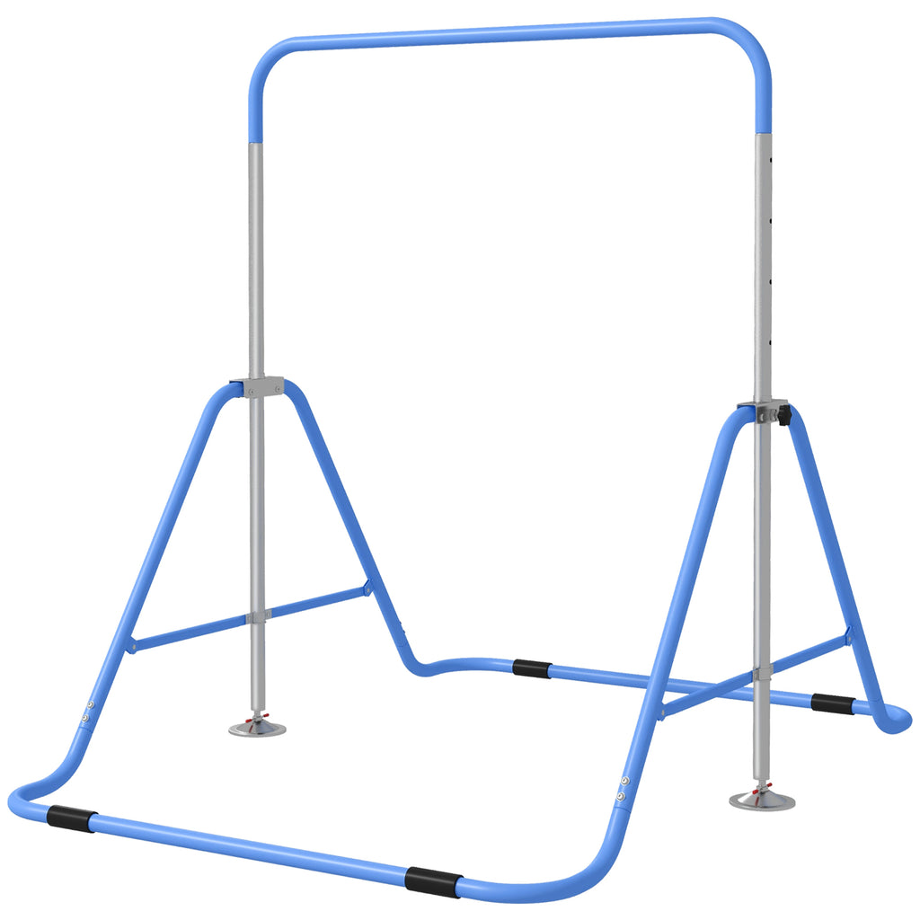 Folding Gymnastics Bar for Kids, Adjustable Height, Bubble Gum Blue