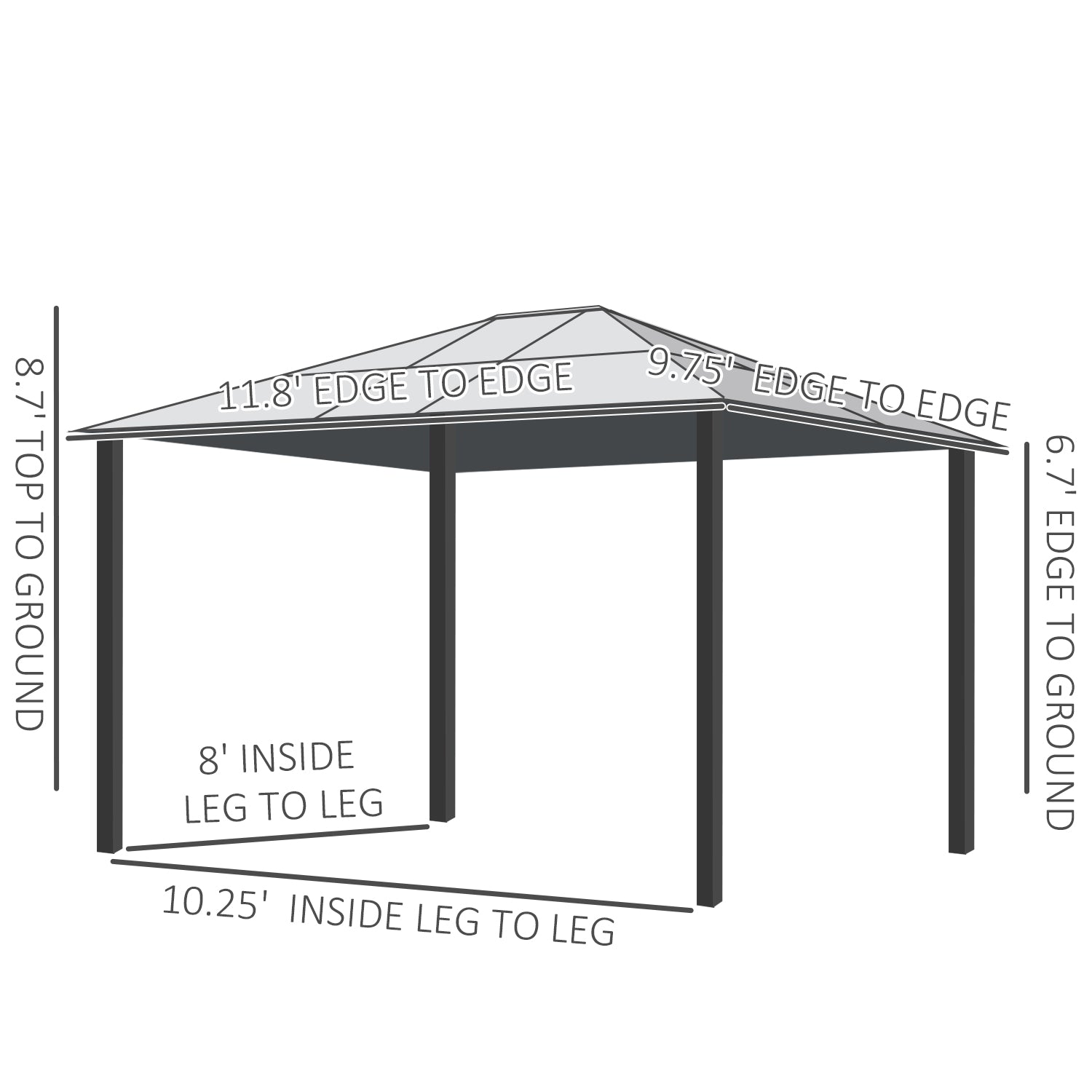 10' x 12' Hardtop Gazebo Canopy with Polycarbonate Roof, Aluminum Frame, Permanent Pavilion Outdoor Gazebo with Netting, for Patio, Garden, Backyard, Deck, Lawn, Black, Beige