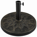 18" 26 lbs Round Resin Umbrella Base Stand Market Parasol Holder with Beautiful Decorative Pattern & Easy Setup, for Φ1.5", Φ1.89" Pole, for Lawn, Deck, Backyard, Garden, Bronze
