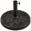 18" 26 lbs Round Resin Umbrella Base Stand Market Parasol Holder with Beautiful Decorative Pattern & Easy Setup, for Φ1.5", Φ1.89" Pole, for Lawn, Deck, Backyard, Garden, Bronze