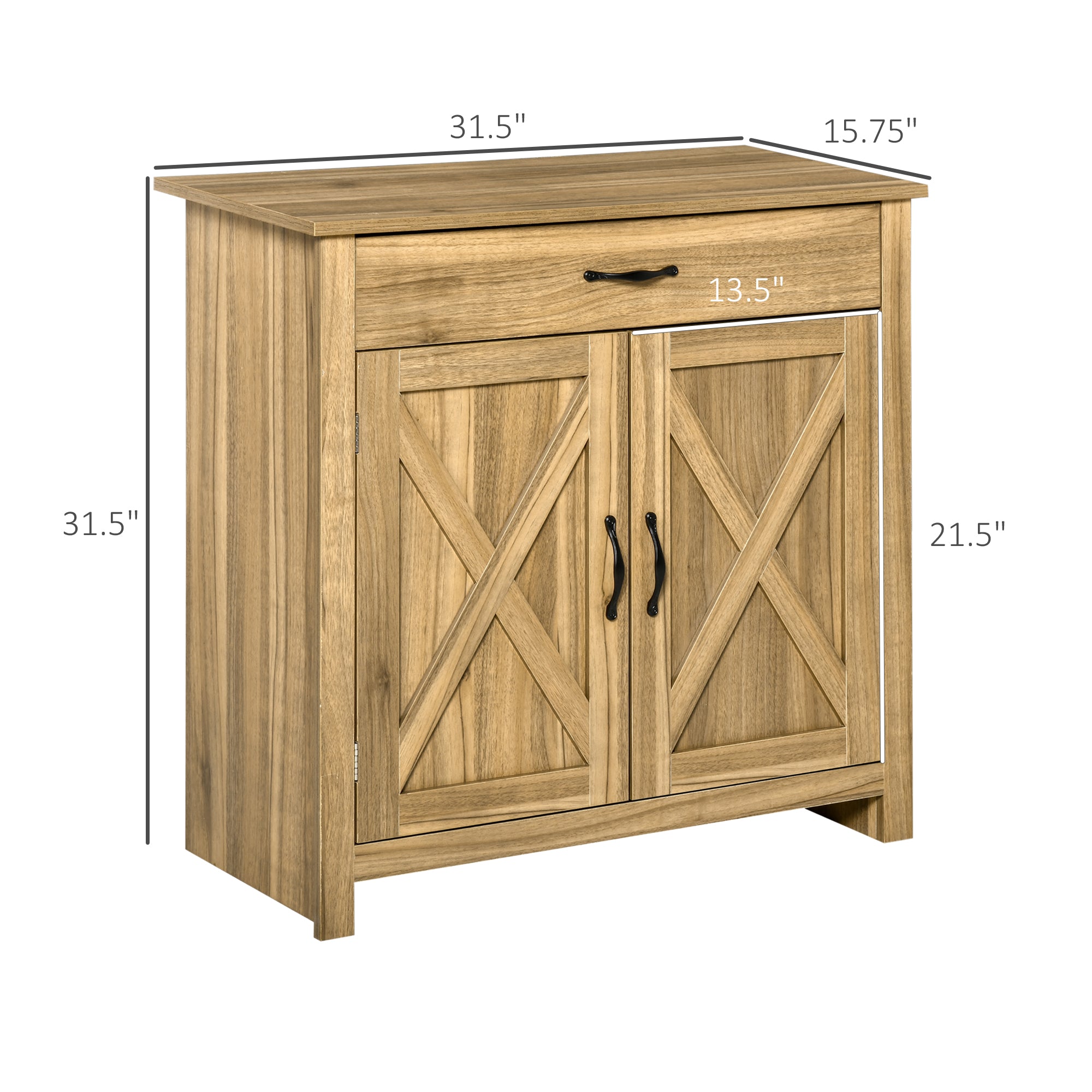 Farmhouse Sideboard Cabinet with Barn Doors Kitchen Buffet Cabinet with Drawer and Adjustable Shelf Stone Natural