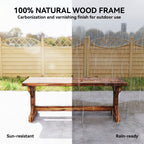 Rustic Outdoor Wooden Bench, Backless Garden Bench Patio Loveseat with X-Shape Base for Porch, Park, Carbonized