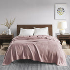 Machine Washable Egyptian Cotton Blanket with Breathable Weave, OEKO-TEX Certified, Perfect for Any Room, 90" L x 66" W x 0.25" H, Rose