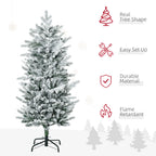 4.5' Artificial Flocked Christmas Trees, with Snow Frosted Branches, Auto Open, Steel Base