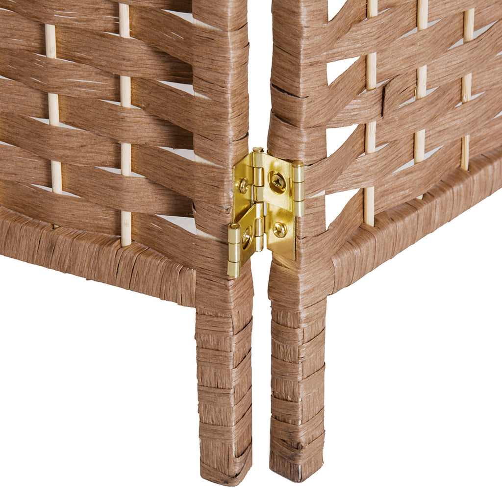 Room Divider 6 Panel, 6FT Tall Folding Privacy Screen, Freestanding Hand-Woven Partition for Room Separation with 360° Hinges, Paper Rope Diamond Weave, Natural