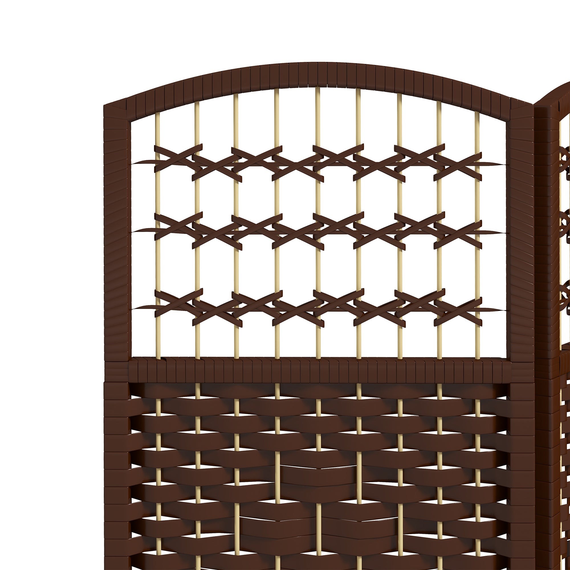 3 Panel Folding Room Divider Portable Privacy Screen Wave Fiber Room Partition for Home Office Brown