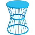 16" Patio Side Table, Garden End Table with Hourglass Design, Steel Accent Table for Outdoor and Indoor Use, Blue