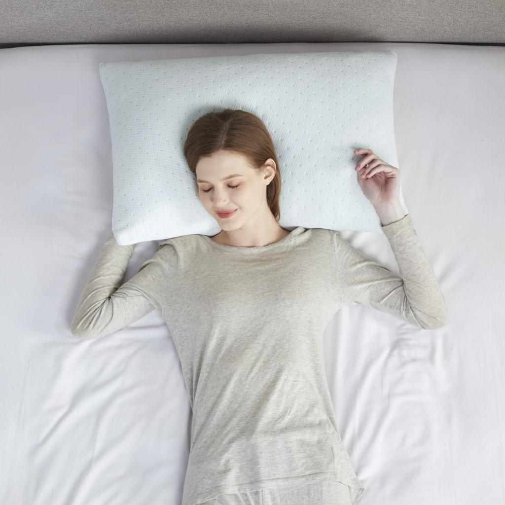 Shredded Memory Foam Pillow with Rayon, Cooling Gel Infused, Medium Firmness, Removable Cover, 28" L x 20" W x 5.5" H, Ivory