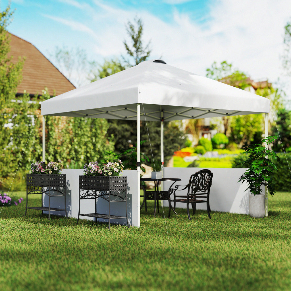 10' x 10' Pop Up Canopy Tent with 2 Half Sidewalls, UV50+ Instant Sun Shelter with Wheeled Carry Bag, White