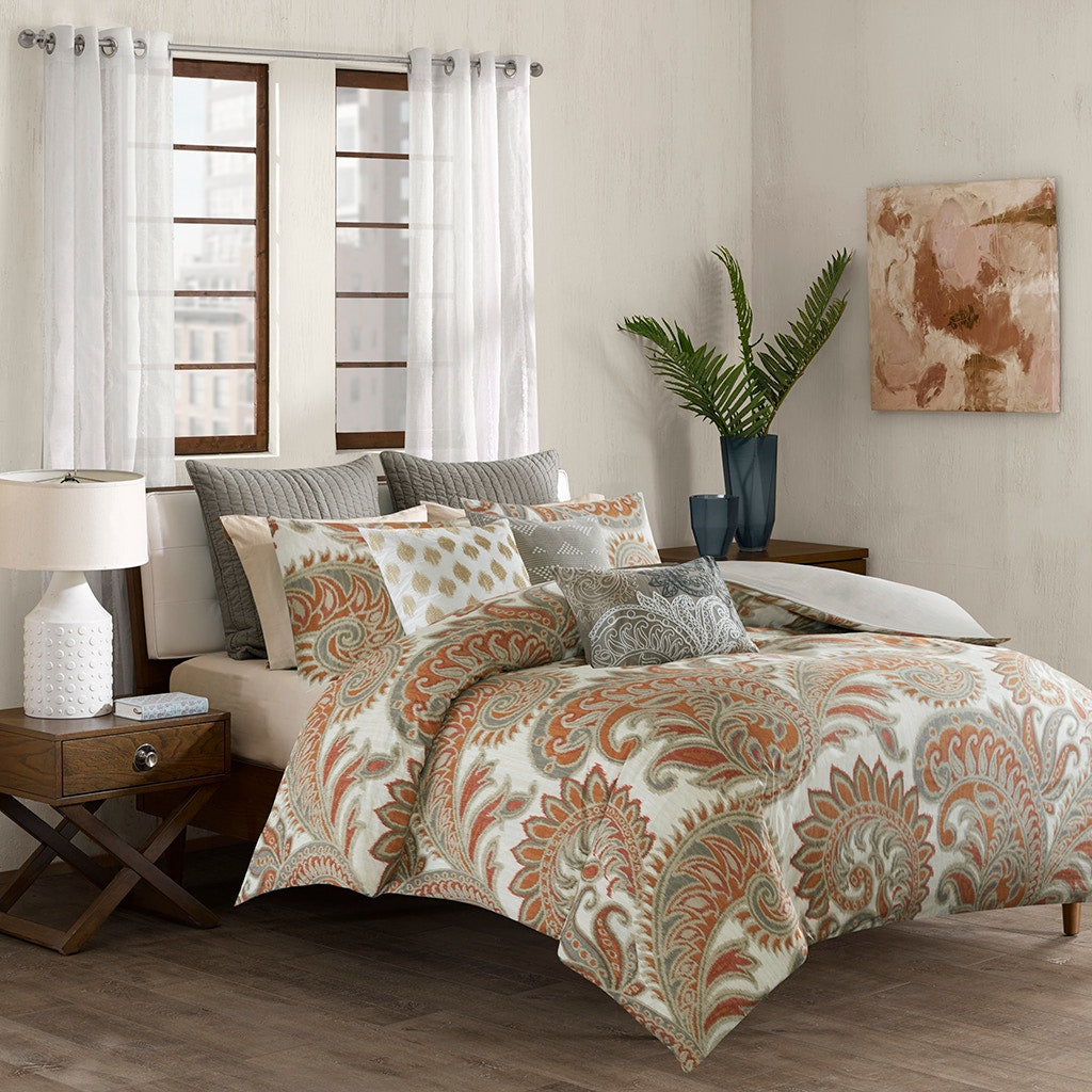 Embroidered Cotton Quilted Euro Sham with Hidden Zipper, Machine Washable Farmhouse Style Pillow Cover, 26" L x 26" W x 0.25" H, Taupe