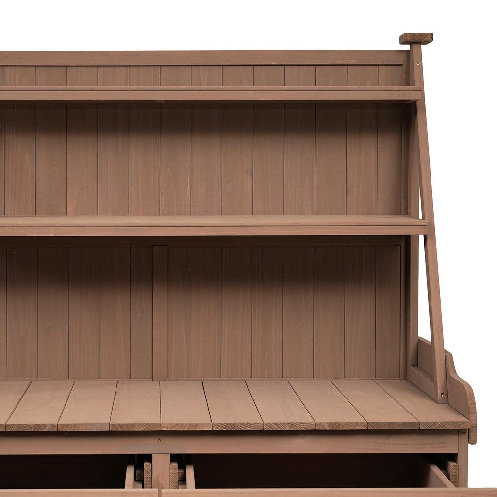 Garden Potting Bench Table with Cabinet, Drawer & Shelf, Fir Wood Outdoor Workstation for Garden & Patio, 47'' L x 23'' W x 65'' H, Brown