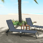 Folding Chaise Lounge Pool Chair with 4-Position Reclining Back, Breathable Mesh & Bungee Seat, Gray