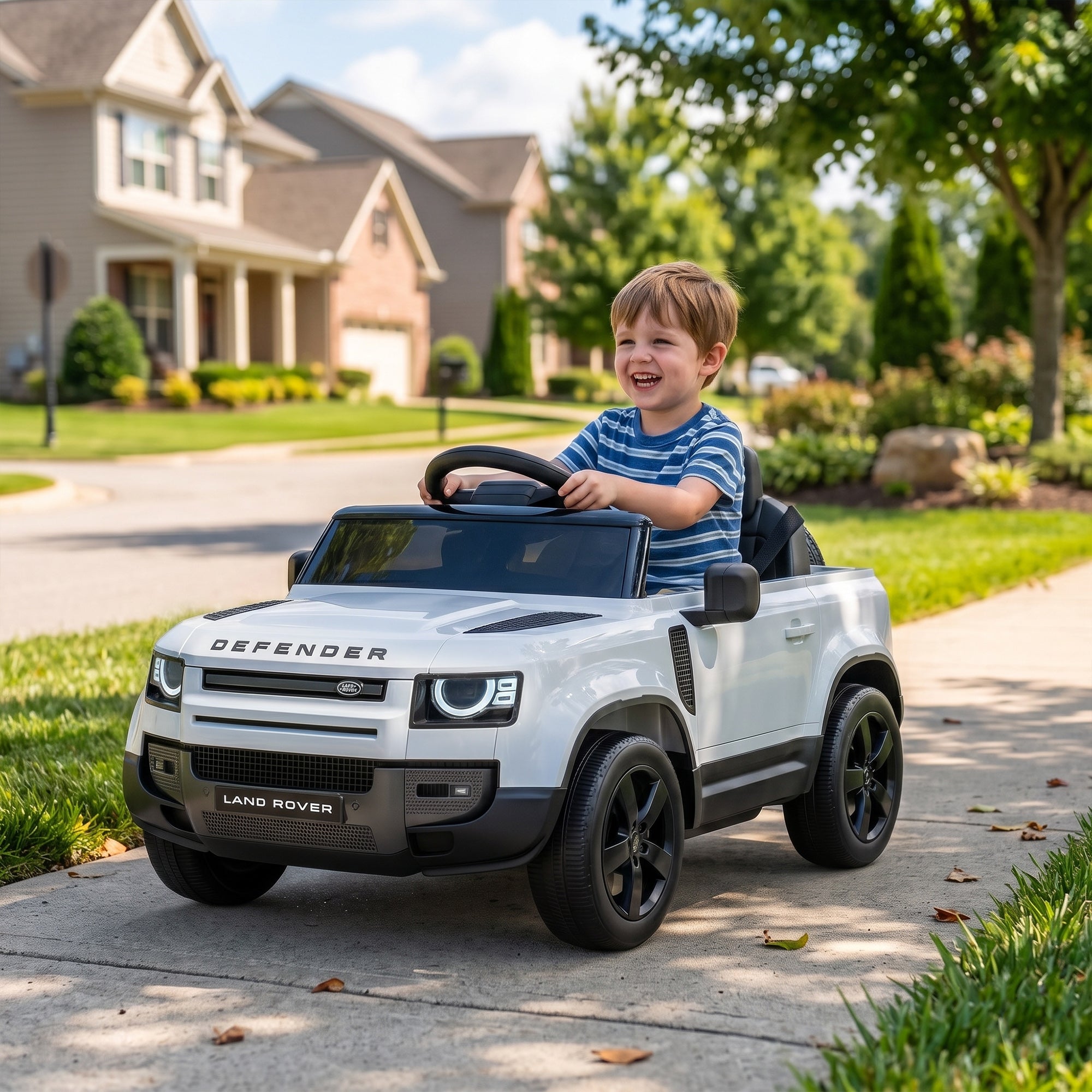 12V Ride on Car Licensed with Remote, Suspension, Slow Start, 3 Speeds, Lights, Music, Horn for 3-5, White